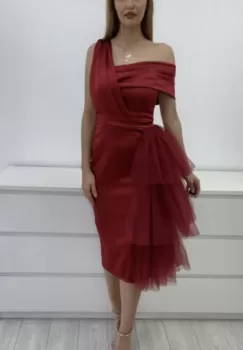 Rochie eleganta din tafta cu volane din tull imagine