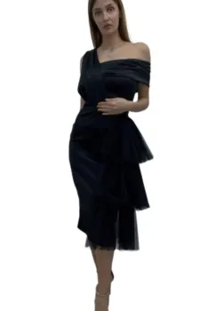 Rochie eleganta din tafta cu volane din tull imagine