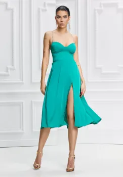 Rochie eleganta din voal cu spatele gol si slit pe picior imagine