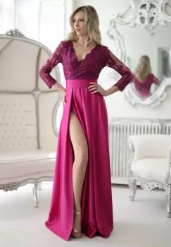 Rochie eleganta lunga din tafta fucsia imagine