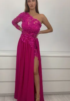 Rochie eleganta lunga din voal cu broderie florala 3D imagine