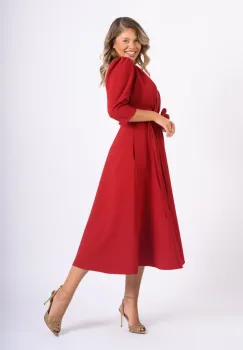 Rochie eleganta midi cu croiala in clos si cordon detasabil imagine