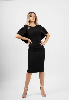 Rochie eleganta neagra conica cu maneca scurta imagine