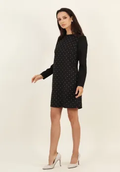 Rochie eleganta neagra cu croi in A si buzunare laterale imagine