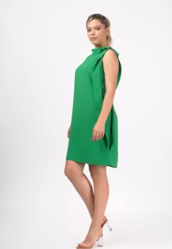 Rochie eleganta verde vaporoasa din tesatura lejera de sezon imagine
