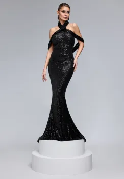 Rochie lunga de ocazie tip sirena din paiete imagine