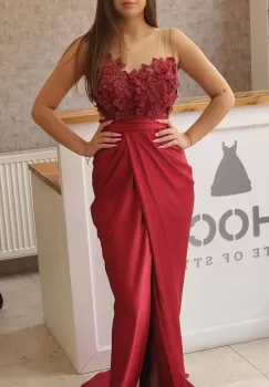 Rochie lunga din tafta cu slit pe mijlocul piciorului imagine