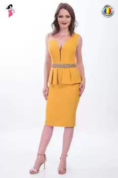 Rochie MBG Collection de ocazie mulata pe corp de lungime midi imagine