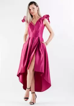 Rochie Moze eleganta asimetrica din tafta cu buzunare laterale imagine