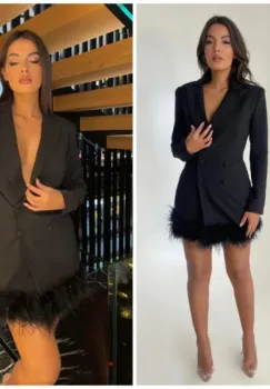 Rochie sacou eleganta cu puf la baza imagine