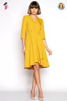 Rochie Xara de ocazie din stofa mustar imagine