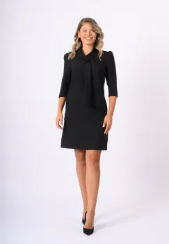 Rpchoe eleganta neagra cu buzunare laterale si design deosebit la guler imagine