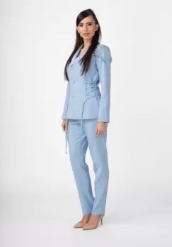 Sacou cambrat bleu cu snur reglabil in laterale imagine