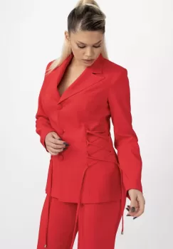 Sacou cambrat corai cu snur reglabil in laterale imagine