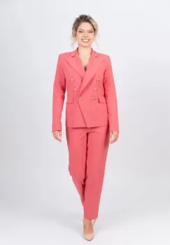 Sacou cambrat elegant corai cu buzunare laterale imagine