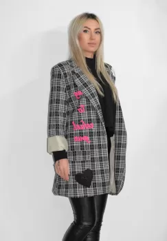 Sacou casual drept cu imprimeu imagine