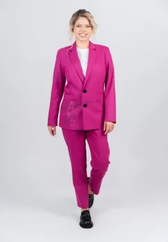 Sacou casual roz cu buzunare laterale imagine