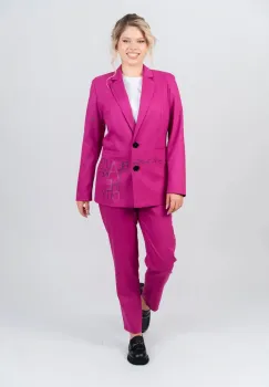 Sacou casual roz cu buzunare laterale imagine