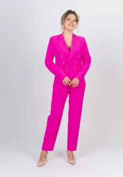 Sacou elegant cu doua randuri de nasturi croi cambrat si buzunare functionale imagine