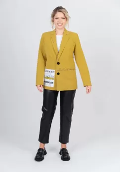 Sacou galben mustar cu buzunare laterale si inchidere cu doi nasturi imagine