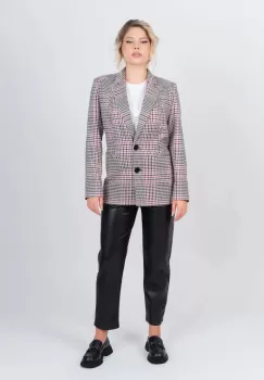 Sacou in carouri cu nunate de alb negru si roz imagine