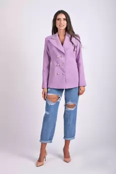 Sacou lila cambrat accesorizat cu doua randuri de nasturi imagine