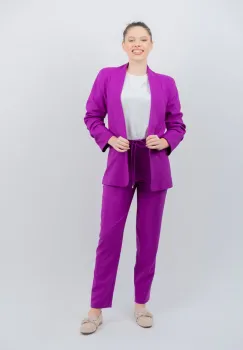 Sacou mov casual cu maneca incretia si croiala dreapta imagine