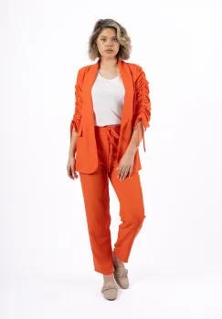 Sacou portocaliu cu guler sal si snur la maneci imagine