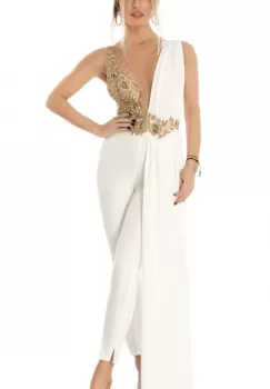 Salopeta eleganta cu broderie si trena ampla imagine