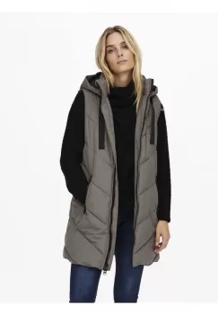 Vesta dama casual gri cu buzunare laterale si gluga imagine