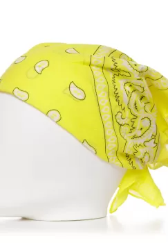 Bandana tip batic patrat cu imprimeu alb pe fond galben imagine