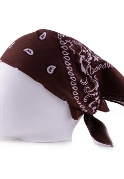 Bandana tip batic patrat cu imprimeu alb pe fond maro imagine