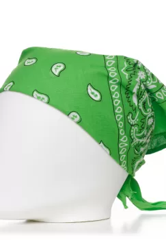 Bandana tip batic patrat cu imprimeu alb pe fond verde praz imagine