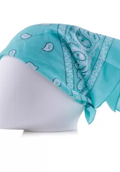 Bandana tip batic patrat cu imprimeu alb pe turcoaz imagine