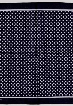 Bandana tip batic patrat cu imprimeu buline albe pe fond bleumarin imagine