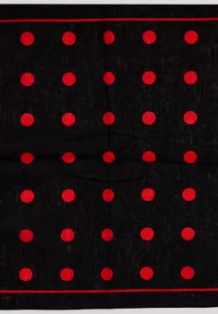 Bandana tip batic patrat cu imprimeu buline rosii pe fond negru imagine