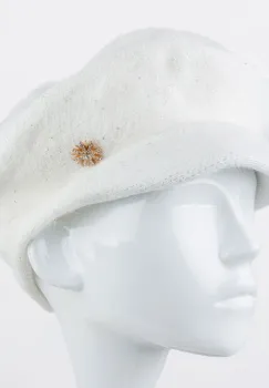 Bereta alba cu cozoroc mic si paiete foarte fine pe toata suprafata, captusita imagine