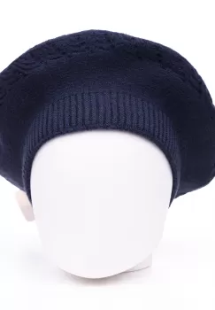 Bereta bleumarin cu model tricotaj cu braduti, din lana imagine