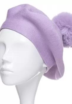 Bereta clasica lila, cu mot din blanita, din bumbac si lana imagine