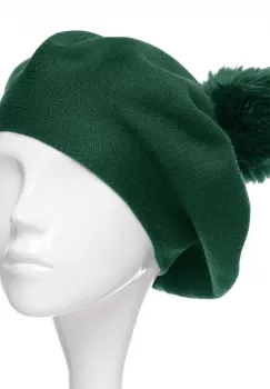 Bereta clasica verde, cu mot din blanita, din bumbac si lana imagine