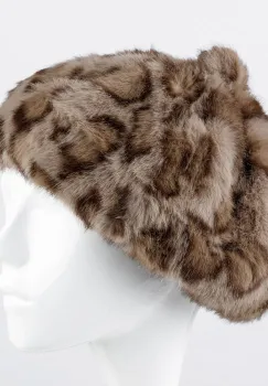 Bereta frantuzeasca din blanita si interior matlasat, animal print bej imagine