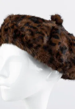 Bereta frantuzeasca din blanita si interior matlasat, animal print maro imagine