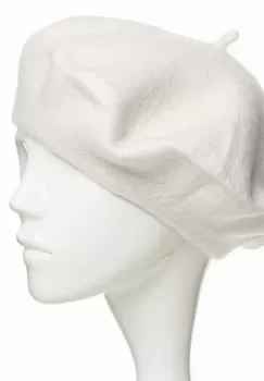 Bereta frantuzeasca din stofa groasa de lana, alba imagine