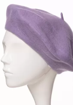 Bereta frantuzeasca din stofa groasa de lana, lila imagine
