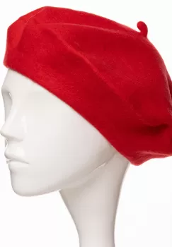Bereta frantuzeasca din stofa groasa de lana, rosie imagine