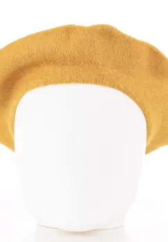 Bereta frantuzeasca mustar din stofa de lana imagine