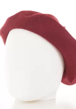 Bereta frantuzeasca rosu inchis din stofa de lana imagine