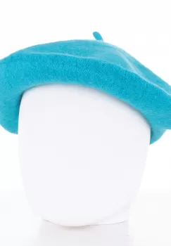 Bereta frantuzeasca turcoaz din stofa de lana imagine