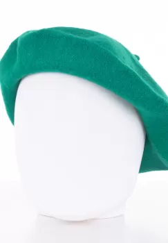 Bereta frantuzeasca verde smarald din stofa de lana imagine