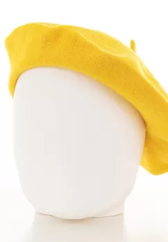 Bereta frantuzesaca galbena din stofa de lana imagine